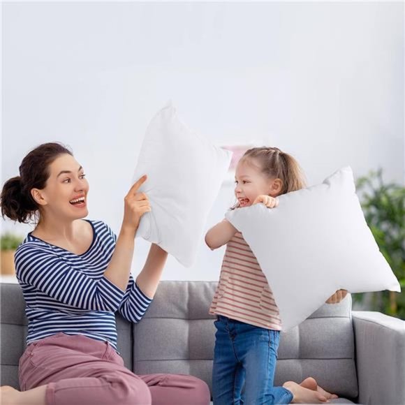 Bedding Throw Pillows Insert (Pack of 2, White) - 12 x 12 Inches Bed and Pillows - Picture 4 of 7